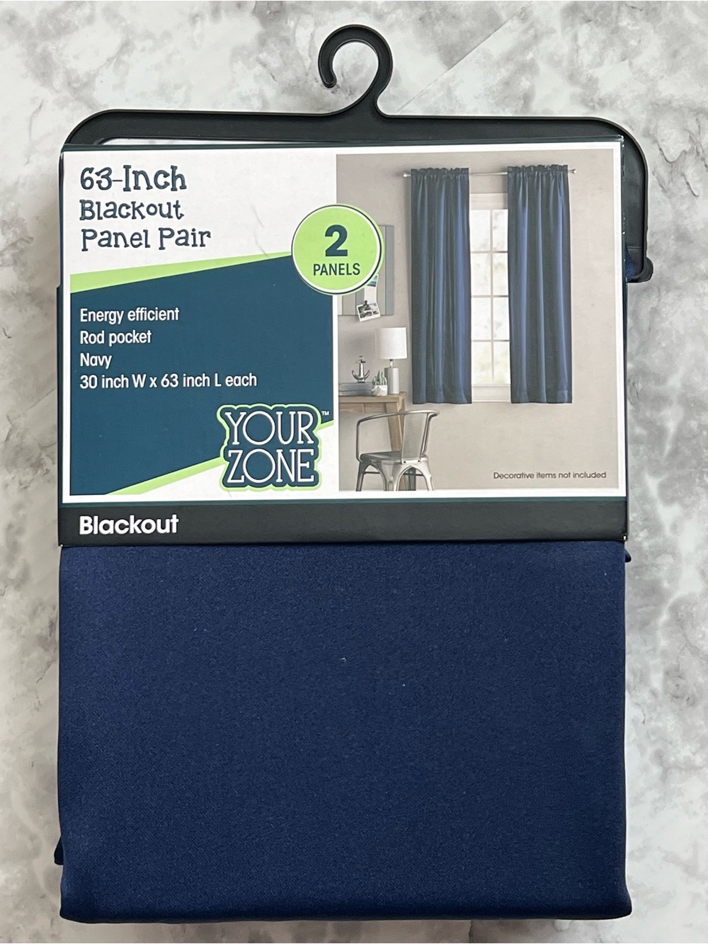 Your Zone Navy Blackout Curtain Panel Pair - 63-Inch (2 Pack)